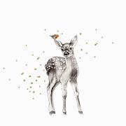 Opakowanie Karnet złocony KW Jelonek i ptaszek