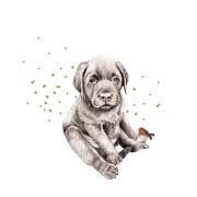 Opakowanie Karnet złocony KW Piesek i ptaszek