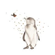 Opakowanie Karnet złocony KW Pingwin i ptaszek