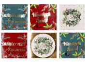 Opakowanie Karnety samoprzylepne 5x5cm Wesołych Świąt 12szt