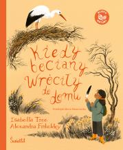 Kiedy bociany wróciły do domu. Autor: Tree Isabella. Dadada.pl Okładka książki Kiedy bociany wróciły do domu
