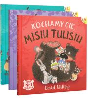Kochamy Cię, Misiu Tulisiu /  Miś Tuliś kocha małe ptaszki / Miś Tuliś bawi się w chowanego. Autor: David Melling. Dadada.pl Okładka książki Kochamy Cię, Misiu Tulisiu /  Miś Tuliś kocha małe ptaszki / Miś Tuliś bawi się w chowanego