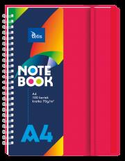 Opakowanie Kołonotatnik A4/100K kratka PP czerwony