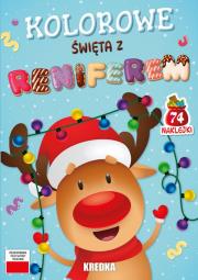 Kolorowe święta z reniferem. Autor: Opracowanie zbiorowe. Dadada.pl Okładka książki Kolorowe święta z reniferem