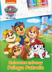Kolorowe zabawy Psiego Patrolu. Psi Patrol. Dodaj kolorów. Autor: Opracowanie zbiorowe. Dadada.pl Okładka książki Kolorowe zabawy Psiego Patrolu. Psi Patrol. Dodaj kolorów