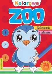 Kolorowe Zoo Kolorowanie z cyferkami. Autor: Opracowanie zbiorowe. Dadada.pl Okładka książki Kolorowe Zoo Kolorowanie z cyferkami
