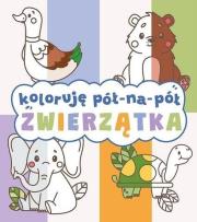 Koloruję pół na pół. Zwierzątka. Autor:   Praca zbiorowa. Dadada.pl Okładka książki Koloruję pół na pół. Zwierzątka