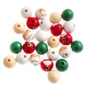 Opakowanie Koraliki drewniane Mikołaje 2cm 25szt MIX