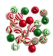 Opakowanie Koraliki drewniane świąteczne 1,6cm 24szt MIX