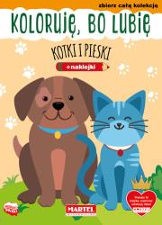 Kotki i pieski. Koloruję, bo lubię. Autor: Natasza Korpik. Dadada.pl Okładka książki Kotki i pieski. Koloruję, bo lubię