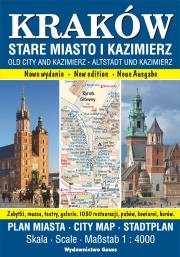 Kraków. Stare Miasto i Kazimierz. Plan miasta 1:4000 wyd. 2023. Autor: Opracowanie zbiorowe. Dadada.pl Okładka książki Kraków. Stare Miasto i Kazimierz. Plan miasta 1:4000 wyd. 2023