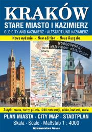 Kraków. Stare Miasto i Kazimierz. Plan miasta foliowany 1:4000 wyd. 2023. Autor: Opracowanie zbiorowe. Dadada.pl Okładka książki Kraków. Stare Miasto i Kazimierz. Plan miasta foliowany 1:4000 wyd. 2023