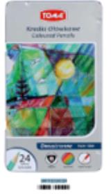 Kredki ołówkowe dwustronne w metalowym pudełku 24 kolory. Wydawca: TOMA. Dadada.pl Opakowanie Kredki ołówkowe dwustronne w metalowym pudełku 24 kolory