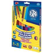 Kredki ołówkowe trójkątne dwustronne 18 kolorów 36 szt. z temperówką. Wydawca: ASTRA art-pap. Dadada.pl Opakowanie Kredki ołówkowe trójkątne dwustronne 18 kolorów 36 szt. z temperówką