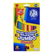 Opakowanie Kredki ołówkowe trójkątne jumbo Astra 12 kolorów z temperówką