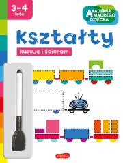Kształty. Akademia mądrego dziecka. Rysuję i ścieram. Autor: Opracowanie zbiorowe. Dadada.pl Okładka książki Kształty. Akademia mądrego dziecka. Rysuję i ścieram