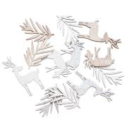 Opakowanie Kształty z drewna - renifery i liście 12szt