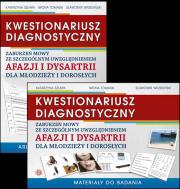 Kwestionariusz diagnostyczny zaburzeń mowy ze szczególnym uwzględnieniem afazji i dysartrii dla młodzieży i dorosłych Materiały do badania i arkusz diagnostyczny. Autor: Szłapa Katarzyna, Iwona Tomasik, Wrzesiński Sławomir. Dadada.pl Okładka książki Kwestionariusz diagnostyczny zaburzeń mowy ze szczególnym uwzględnieniem afazji i dysartrii dla młodzieży i dorosłych Materiały do badania i arkusz diagnostyczny