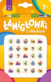 Okładka książki Łamigłówki z ołówkiem 7+. Książeczka pomarańczowa