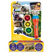 Latarka i projektor Traktory i ciężarówki. Wydawca: Brainstorm. Dadada.pl Opakowanie Latarka i projektor Traktory i ciężarówki