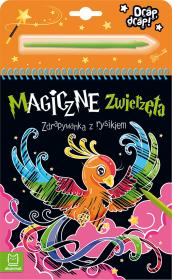 Magiczne zwierzęta. Zdrapywanka z rysikiem. Autor: Podgórska Anna. Dadada.pl Okładka książki Magiczne zwierzęta. Zdrapywanka z rysikiem