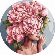 Opakowanie Malowanie po numerach okrągłe - Kobieta kwiat 40cm