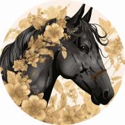 Opakowanie Malowanie po numerach okrągłe - Koń fryzyjski 40cm