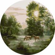 Opakowanie Malowanie po numerach okrągłe - Konie w lesie 40cm