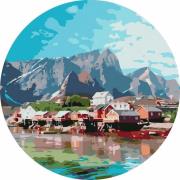 Opakowanie Malowanie po numerach okrągłe - Miasteczko... 40cm