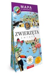 Mapy z naklejkami. Zwierzęta świata. Autor: Adamczak Agata, Kodyniak Anna. Dadada.pl Okładka książki Mapy z naklejkami. Zwierzęta świata