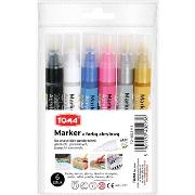 Marker akrylowy metalic 6 kolorów. Wydawca: TOMA. Dadada.pl Opakowanie Marker akrylowy metalic 6 kolorów