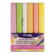 Opakowanie Marker akrylowy z końcówką Brush 6kol STRIGO