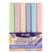 Opakowanie Marker akrylowy z końcówką Brush 6kol STRIGO