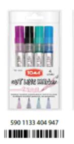 Marker konturowy 4 kolory. Wydawca: TOMA. Dadada.pl Opakowanie Marker konturowy 4 kolory