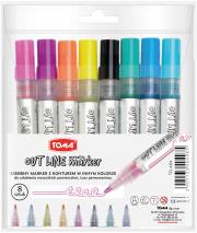 Marker konturowy 8 kolorów. Wydawca: TOMA. Dadada.pl Opakowanie Marker konturowy 8 kolorów