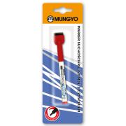 Opakowanie Marker suchościeralny mini z czyścikiem czerwony Mungyo blister