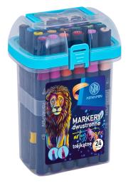 Markery artystyczne trójkątne dwustronne ASTRAPEN 24 kolory. Wydawca: ASTRA art-pap. Dadada.pl Opakowanie Markery artystyczne trójkątne dwustronne ASTRAPEN 24 kolory