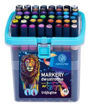 Markery artystyczne trójkątne dwustronne ASTRAPEN 48 kolorów. Wydawca: ASTRA art-pap. Dadada.pl Opakowanie Markery artystyczne trójkątne dwustronne ASTRAPEN 48 kolorów