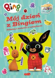 Mój dzień z Bingiem. Zabawy i zadania z naklejkami. Autor: Acamar. Dadada.pl Okładka książki Mój dzień z Bingiem. Zabawy i zadania z naklejkami