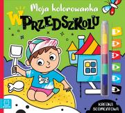 Moja kolorowanka. W przedszkolu. Kredka segmentowa. Autor: Kaczyńska Agata. Dadada.pl Okładka książki Moja kolorowanka. W przedszkolu. Kredka segmentowa