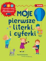 Moje pierwsze literki i cyferki z elementami metody Montessori. Autor: Zdrojewska Bogumiła. Dadada.pl Okładka książki Moje pierwsze literki i cyferki z elementami metody Montessori