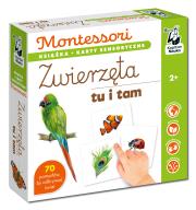 Montessori. Zwierzęta tu i tam. Karty sensoryczne. Autor: Dołhun Katarzyna, Katarzyna Fus. Dadada.pl Okładka książki Montessori. Zwierzęta tu i tam. Karty sensoryczne