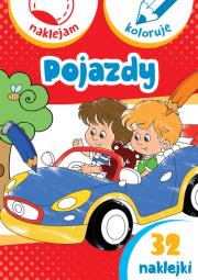 Naklejam i koloruję. Pojazdy. Autor: Małecki Aleksander. Dadada.pl Okładka książki Naklejam i koloruję. Pojazdy