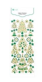 Naklejki brokatowe ornamentowe - choinki gold & green 44szt. Wydawca: DP CRAFT. Dadada.pl Opakowanie Naklejki brokatowe ornamentowe - choinki gold & green 44szt