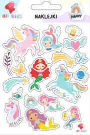 Naklejki dla dzieci Tęczowe jednorożce syrenki. Wydawca: All4Kids. Dadada.pl Opakowanie Naklejki dla dzieci Tęczowe jednorożce syrenki