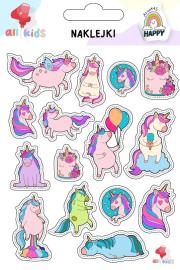 Naklejki dla dzieci Tęczowe jednorożce. Wydawca: All4Kids. Dadada.pl Opakowanie Naklejki dla dzieci Tęczowe jednorożce