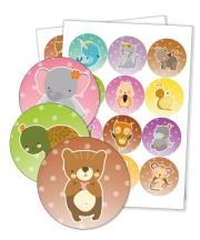 Opakowanie Naklejki do szafki - Zwierzaki z tłem 60mm 24szt.