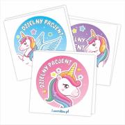 Opakowanie Naklejki Dzielny pacjent - Jednorożce 60mm 60szt