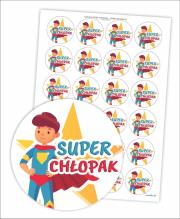 Naklejki Dzień Chłopaka - Super Chłopak 40mm 24szt. Wydawca: LearnHow. Dadada.pl Opakowanie Naklejki Dzień Chłopaka - Super Chłopak 40mm 24szt