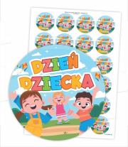 Opakowanie Naklejki Dzień Dziecka - Radość 40mm 24szt